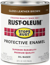 Rust-Oleum 7775502 Stops Rust Brush On Paint, Quart, Gloss Leather Brown, (Pack of 1)