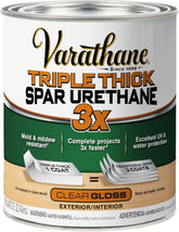 Varathane Triple Thick Spar Urethane | 3X Thicker One‑Coat Coverage | Exterior Wood Protection | UV Inhibitors for Reduced Fading | Gloss | Quart
