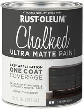 Rust-Oleum Charcoal Chalked All-in-One Ultra Matte Paint | One Coat Coverage | No Primer, Sanding, Or Topcoat Needed | Easy Clean Up | Made in USA | 30 OZ
