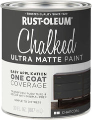 Rust-Oleum Charcoal Chalked All-in-One Ultra Matte Paint | One Coat Coverage | No Primer, Sanding, Or Topcoat Needed | Easy Clean Up | Made in USA | 30 OZ