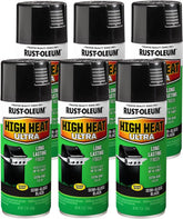 Rust-Oleum 241169-6PK High Heat Ultra Spray Paint, 12 oz, Black, 6 Pack