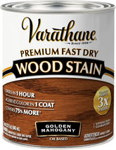Varathane Premium Fast Dry Wood Stain | 1 Hour Dry Time | 1 Coat Color | Interior Wood Stain | Furniture, Cabinets, Doors, Trim | Quart | Golden Mahogany