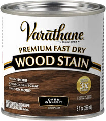 Varathane Premium Fast Dry Wood Stain | 1 Hour Dry Time | 1 Coat Color | Interior Wood Stain | Furniture, Cabinets, Doors, Trim | Half Pint | Dark Walnut