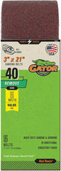 Gator 3" x 21" Red Resin Aluminum Oxide Sanding Belts, 40 Grit, 5 Pack