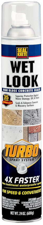 Rust-Oleum Seal-Krete 357925 Wet Look Turbo Concrete Sealer Spray, 24 oz, High Gloss Clear, (Pack of 1)