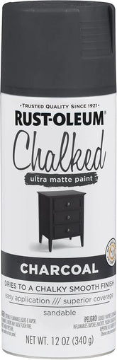 Rust-Oleum Charcoal Chalked All-in-One Ultra Matte Spray Paint | One Coat Coverage | No Primer, Sanding, Or Topcoat Needed | Easy Spray Application | Made in USA | 12 OZ