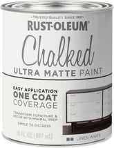 Rust-Oleum Linen White Chalked All-in-One Ultra Matte Paint | One Coat Coverage | No Primer, Sanding, Or Topcoat Needed | Easy Clean Up | Made in USA | 30 OZ