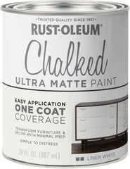 Rust-Oleum Linen White Chalked All-in-One Ultra Matte Paint | One Coat Coverage | No Primer, Sanding, Or Topcoat Needed | Easy Clean Up | Made in USA | 30 OZ