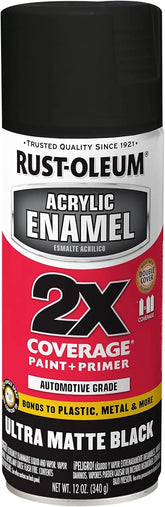 Rust-Oleum 372699 Acrylic Enamel 2X Spray Paint, 12 oz, Ultra Matte Black (Pack of 1)
