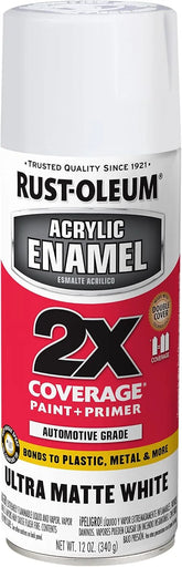 Rust-Oleum 372700 Acrylic Enamel 2X Spray Paint, 12 oz, Ultra Matte White