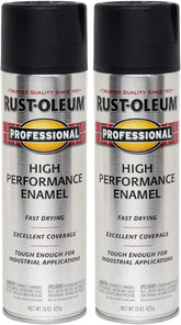 Rust-Oleum 239107 Professional High Performance Enamel Spray Paint, 15 Oz, Semi-Gloss Black (Pack of 2)