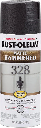 Rust-Oleum 300607 Stops Rust Hammered Spray Paint, 12 oz, Matte Black