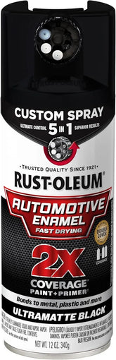 Rust-Oleum 2X Automotive Enamel Custom Spray 5-in-1 Spray Paint, 12 oz, Ultra Matte Black