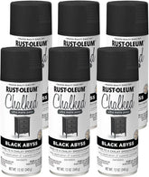 Rust-Oleum 392046-6PK Chalked Ultra Matte Spray Paint, 12 oz, Black Abyss, 6 Pack