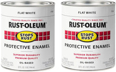 Rust-Oleum 7790502-2PK Stops Rust Brush On Paint, Quart, Flat White, (Pack of 2)