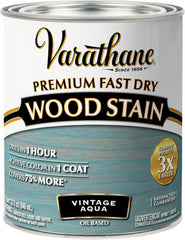 Varathane Premium Fast Dry Wood Stain | 1 Hour Dry Time | 1 Coat Color | Interior Wood Stain | Furniture, Cabinets, Doors, Trim | Quart | Vintage Aqua