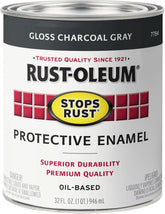 Rust-Oleum 7784502 Stops Rust Brush On Paint, Quart, Gloss Charcoal Gray, (Pack of 1)