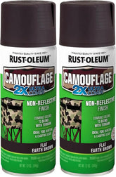 Rust-Oleum 279178 Camouflage 2X Ultra Cover Spray Paint, 12 oz, Earth Brown, (Pack of 2)