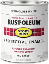 Rust-Oleum 7797502 Stops Rust Brush On Paint, Quart, Semi-Gloss White (Pack of 1)