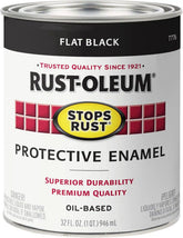 Rust-Oleum 7776502 Stops Rust Brush On Paint, Quart, Flat Black, (Pack of 1)