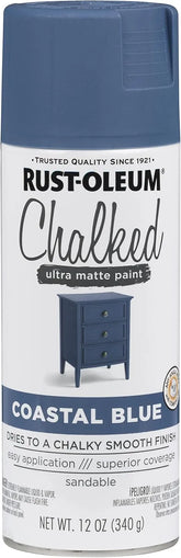 Rust-Oleum Coastal Blue Chalked All-in-One Ultra Matte Spray Paint | One Coat Coverage | No Primer, Sanding, Or Topcoat Needed | Easy Spray Application | Made in USA | 12 OZ