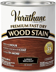 Varathane Premium Fast Dry Wood Stain | 1 Hour Dry Time | 1 Coat Color | Interior Wood Stain | Furniture, Cabinets, Doors, Trim | Quart | Light Walnut