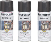 Rust-Oleum 244228-3PK Stops Rust Metallic Spray Paint, 11 oz, Charcoal, 3 Pack