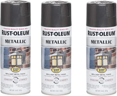 Rust-Oleum 244228-3PK Stops Rust Metallic Spray Paint, 11 oz, Charcoal, 3 Pack