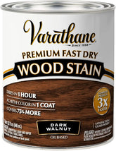 Varathane Premium Fast Dry Wood Stain | 1 Hour Dry Time | 1 Coat Color | Interior Wood Stain | Furniture, Cabinets, Doors, Trim | Quart | Dark Walnut