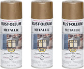 Rust-Oleum 7274830-3PK Stops Rust Metallic Spray Paint, 11 oz, Antique Brass, 3 Pack
