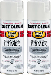 Rust-Oleum 7780830 Stops Rust Clean Metal Primer Spray, 12 oz, Flat White, 2 Pack