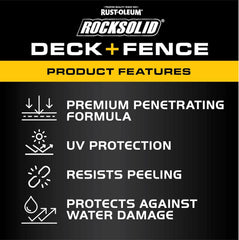 RockSolid Deck+Fence Protective Stain & Sealer with Turbo Spray System | Oil‑Base One‑Coat Protection | Superior Moisture Resistance | UV Resistant | Cedar | 23 oz Aerosol