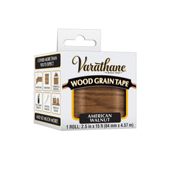 Varathane Wood Grain Tape | Mimics Real Wood Texture | Peel‑and‑Stick Application | Use on Trim, Furniture, Decor, or Conceal Damages | American Walnut | 2.5 in x 15 ft