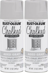 Rust-Oleum 302592 Chalked Ultra Matte Spray Paint, 12 Ounce (Pack of 2), Aged Gray