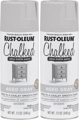 Rust-Oleum 302592 Chalked Ultra Matte Spray Paint, 12 Ounce (Pack of 2), Aged Gray