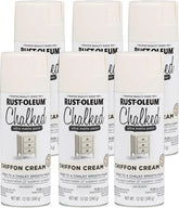 Rust-Oleum Chiffon Cream Chalked All-in-One Ultra Matte Spray Paint | One Coat Coverage | No Primer, Sanding, Or Topcoat Needed | Easy Spray Application | Made in USA | 12 OZ | 6 Pack