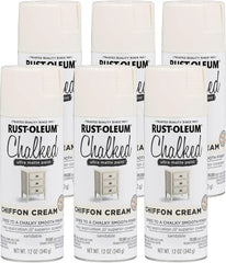Rust-Oleum Chiffon Cream Chalked All-in-One Ultra Matte Spray Paint | One Coat Coverage | No Primer, Sanding, Or Topcoat Needed | Easy Spray Application | Made in USA | 12 OZ | 6 Pack