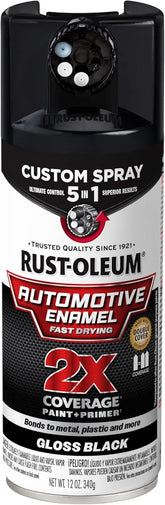 Rust-Oleum 2X Automotive Enamel Custom Spray 5-in-1 Spray Paint, 12 oz, Gloss Black