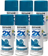 Rust-Oleum 257461-6PK Painter's Touch 2X Ultra Cover Spray Paint, 12 oz, Satin Lagoon, 6 Pack