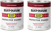 Rust-Oleum 7767502-2PK Stops Rust Brush On Paint, Quart, Satin Redwood, 2 Pack