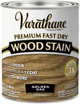 Varathane Premium Fast Dry Wood Stain | 1 Hour Dry Time | 1 Coat Color | Interior Wood Stain | Furniture, Cabinets, Doors, Trim | Quart | Golden Oak
