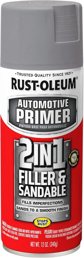 Rust-Oleum 260510 Stops Rust Automotive 2-in-1 Filler & Sandable Primer Spray, 12 oz, Gray