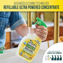 Mean Green Refillable Ultra Powered Multi-Purpose Cleaner Concentrate, Citrus & Green Tea, 14.3 fl oz – Plant & Mineral Based, Cuts Through Grease & Grime, Refillable Bottle Makes 4X Refills