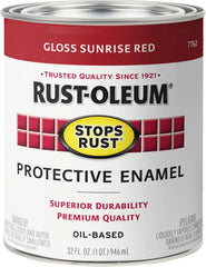 Rust-Oleum 7762502 Stops Rust Brush On Paint, Quart, Gloss Sunrise Red, (Pack of 1)