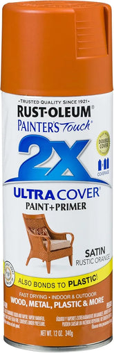 Rust-Oleum 314753 Painter's Touch 2X Ultra Cover Spray Paint, 12 oz, Satin Rustic Orange
