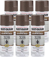 Rust-Oleum 314418-6PK Stops Rust Hammered Spray Paint, 12 oz, Matte Brown, 6 Pack