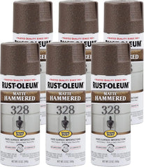 Rust-Oleum 314418-6PK Stops Rust Hammered Spray Paint, 12 oz, Matte Brown, 6 Pack