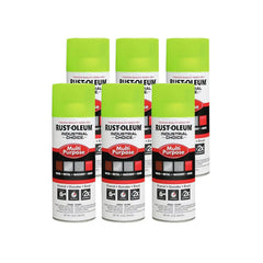 Rust-Oleum 1642830-6PK Industrial Choice 1600 System Multi-Purpose Spray Paint, 12 oz, Fluorescent Yellow, 6 Pack