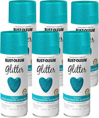 Rust-Oleum 302573-6PK Specialty Glitter Spray Paint, 10.25 Oz, Turquoise, 6 Pack