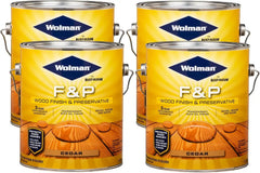 Wolman 14416-4PK F&P Oil-Based Wood Finish & Preservative Transparent Stain, Gallon, Cedar, 4 Pack